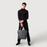 The Poet Grey Leather Tote Bag - Image 2