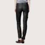SKINNY BLACK CARGO LEATHER PANTS - Image 3