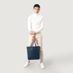 The Poet Midnight Blue Leather Tote Bag - Image 2