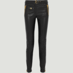 ZIPPER-DETAIL SLIM LEATHER PANTS