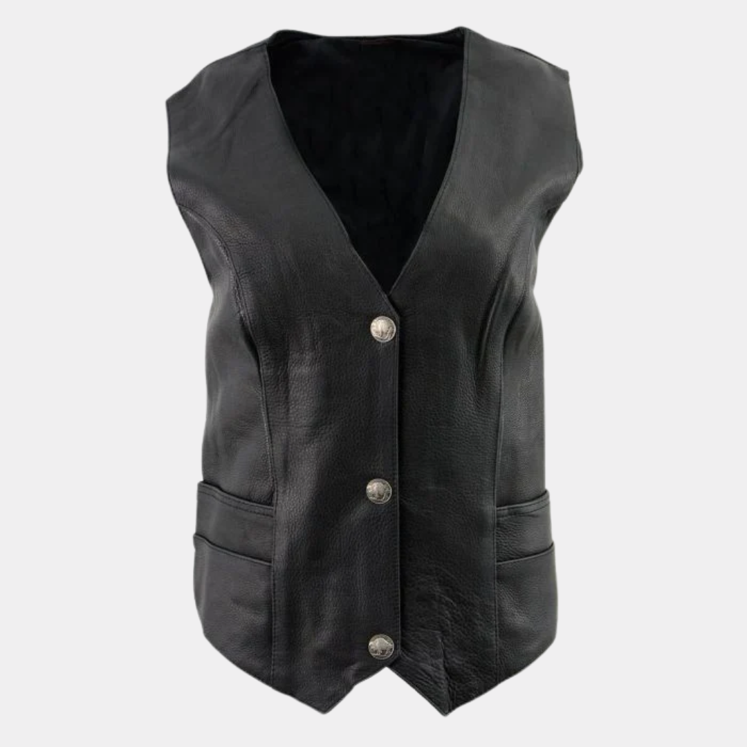 1_49ac4ee8-95ad-48a0-8340-22bec13848ea Women's Classic Black Leather Vest - Image 1