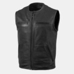 Men's Black Premium Leather Vest - Club Style Vest!