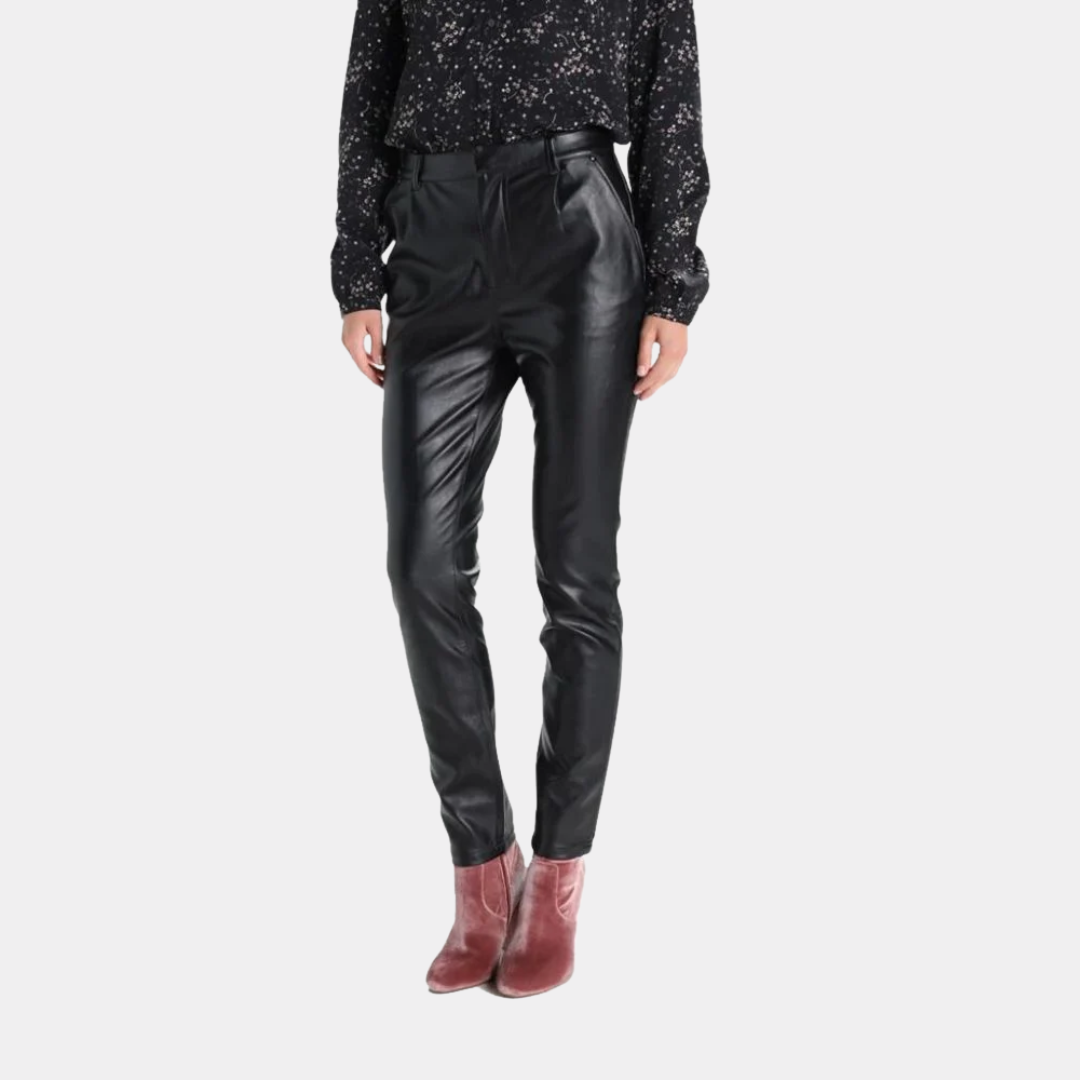 1_774e7e24-6e2e-4a27-b8ac-6ae08c6b56fe BELTED BLACK LEATHER PANTS - Image 1