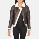 Sherilyn B-3 Brown Leather Bomber Jacket - Image 4
