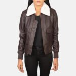 Stella G-1 Maroon Leather Bomber Jacket - Image 4
