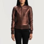 Reida Maroon Leather Bomber Jacket - Image 6