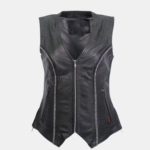 Rhinestone Black Leather Vest
