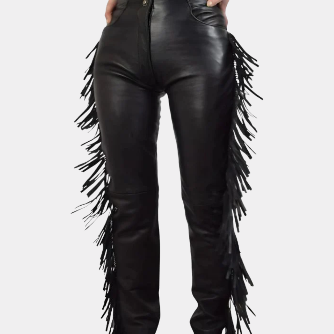 1_c8e03047-78d2-4d3f-9be0-e678273580fa VINTAGE NORTH BEACH LEATHER FRINGE LEATHER PANTS - Image 1