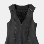 Studded Black Leather Biker Vest
