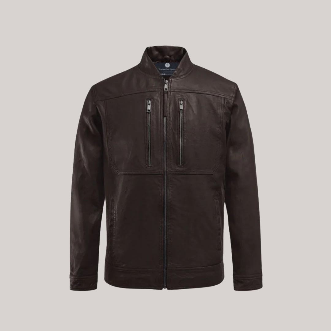 1_dd335471-9f55-46e9-93a4-dc31eb66ef21 Thunder Storm Brown Biker Leather Jacket - Image 1
