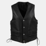 Men's Black Steerhide Motorcycle Leather Vest