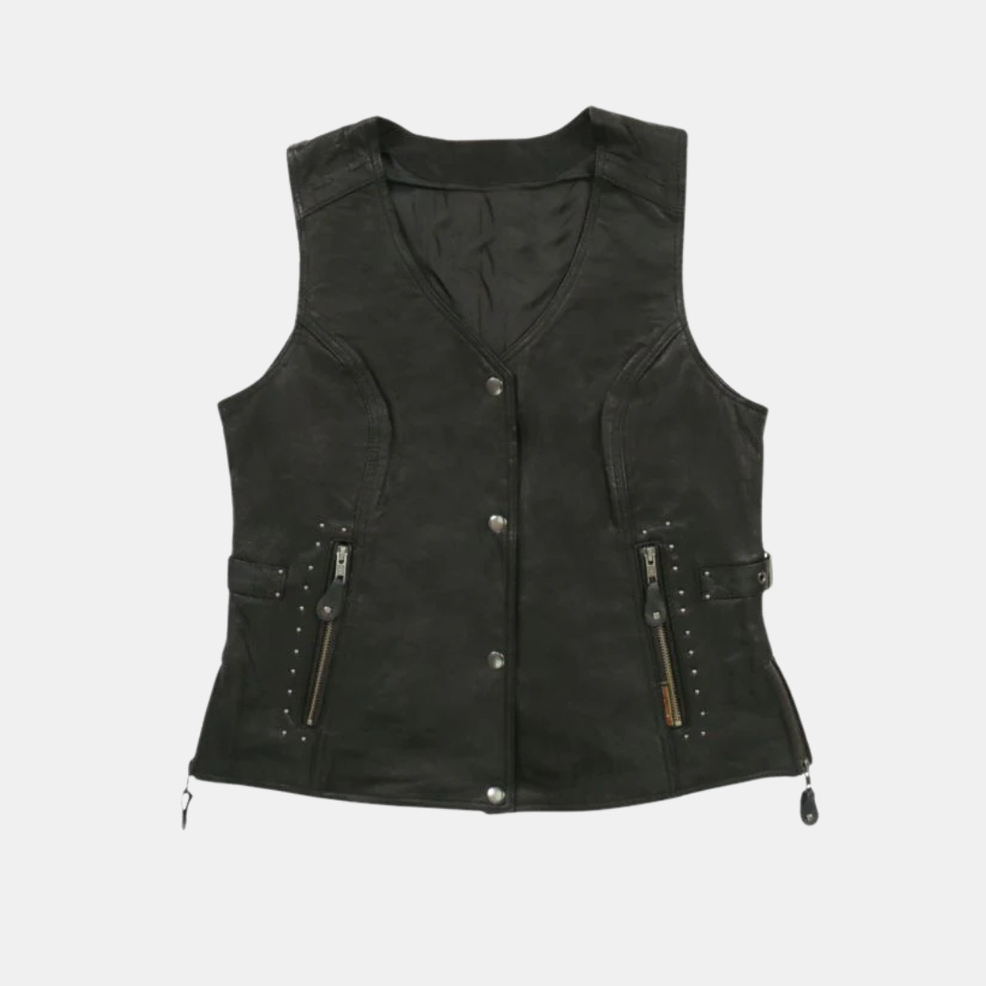 1_e7b38e36-f6a9-4b6c-a6d9-6b2332b322d4 Motorcycle Style Black Leather Biker Vest - Image 1