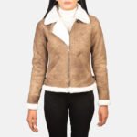 Sherilyn B-3 Distressed Brown Leather Bomber Jacket - Image 5