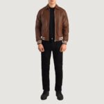 Walton Brown Leather Varsity Jacket - Image 6