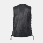Black Lambskin Side Lace Biker Vest - Image 2