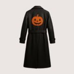 Men’s Halloween Jack-o’-lantern Pumpkin Trench Coat - Image 2
