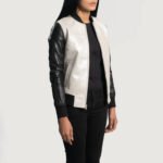 Cole Silver Leather Bomber Jacket - Image 3