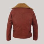 Mens Camel Brown Bomber Leather Jacket - Image 2