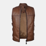 Vanguard Men's Leather Vest - Brown Leather Vest - Image 2