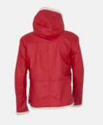 Santa Leather Coat | Christmas Costume Red Hooded Jacket - Image 2
