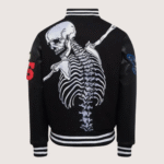 Men's Godspeed Skull Rod Black Bomber Halloween Jacket - Image 2