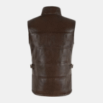 Womens Brown Leather Vest - Image 2