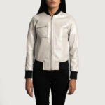 Lana Silver Leather Bomber Jacket - Image 4