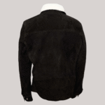 Black Shearling Suede Bomber Jacket - Image 2