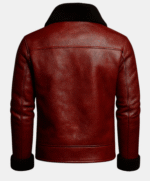 Men’s Red Christmas Leather Jacket, Santa Claus Inspired Shearling Coat - Image 2