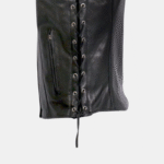 Sugar Skull Lined Black Leather Vest - Image 2