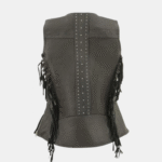 Black Fringed Leather Vest - Image 2