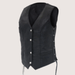 Ladies Braided Leather Motorcycle Biker Vest - Image 2