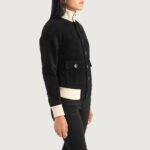 Sasha A1 Black Suede Bomber Jacket - Image 3