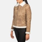 Sherilyn B-3 Distressed Brown Leather Bomber Jacket - Image 3