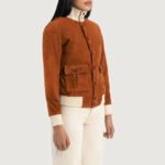 Sasha A1 Brown Suede Bomber Jacket - Image 3