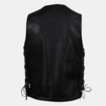 Men's Black Steerhide Motorcycle Leather Vest - Image 2