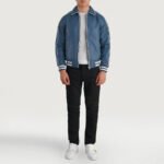 Cooper Blue Leather Varsity Jacket - Image 6