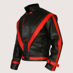 Michael Jackson Red Stripe Black Leather Jacket - Image 3