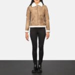 Sherilyn B-3 Distressed Brown Leather Bomber Jacket - Image 6