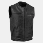Men's Black Premium Leather Vest - Club Style Vest! - Image 3