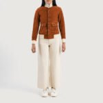 Sasha A1 Brown Suede Bomber Jacket - Image 6