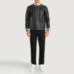 Willis Black Leather Varsity Jacket - Image 6