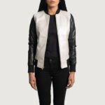 Cole Silver Leather Bomber Jacket - Image 5