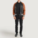 Walton Black & Brown Leather Varsity Jacket - Image 6