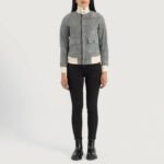 Sasha A1 Grey Suede Bomber Jacket - Image 6