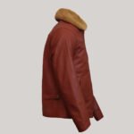 Mens Camel Brown Bomber Leather Jacket - Image 3