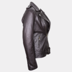 Charlotte Burnt Charcoal Leather Jacket - Image 3
