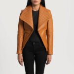 Lee Tan Brown Leather Blazer - Image 4