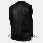 Men's Black Steerhide Motorcycle Leather Vest - Image 4