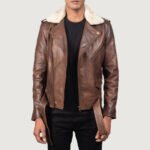 Furton Brown Leather Biker Jacket - Image 3